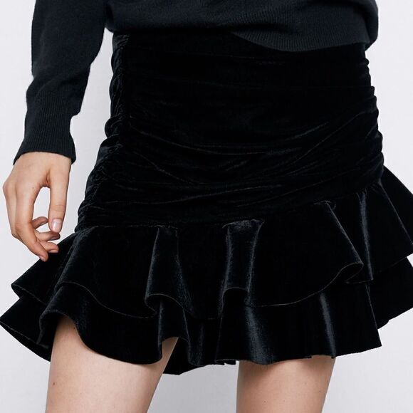 ZARA VELVET MINI SKIRT - Picture 3 of 10